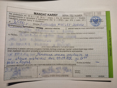 Mandat karny kredytowany za jazdę rowerem w stanie nietrzeźwości