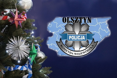 choinka i logo KWP Olsztyn