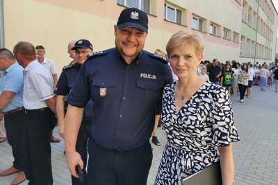 Komendant KPP Gołdap podczas uroczystosci